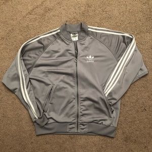 Silver Grey Adidas Vintage Zip Up Track Jacket